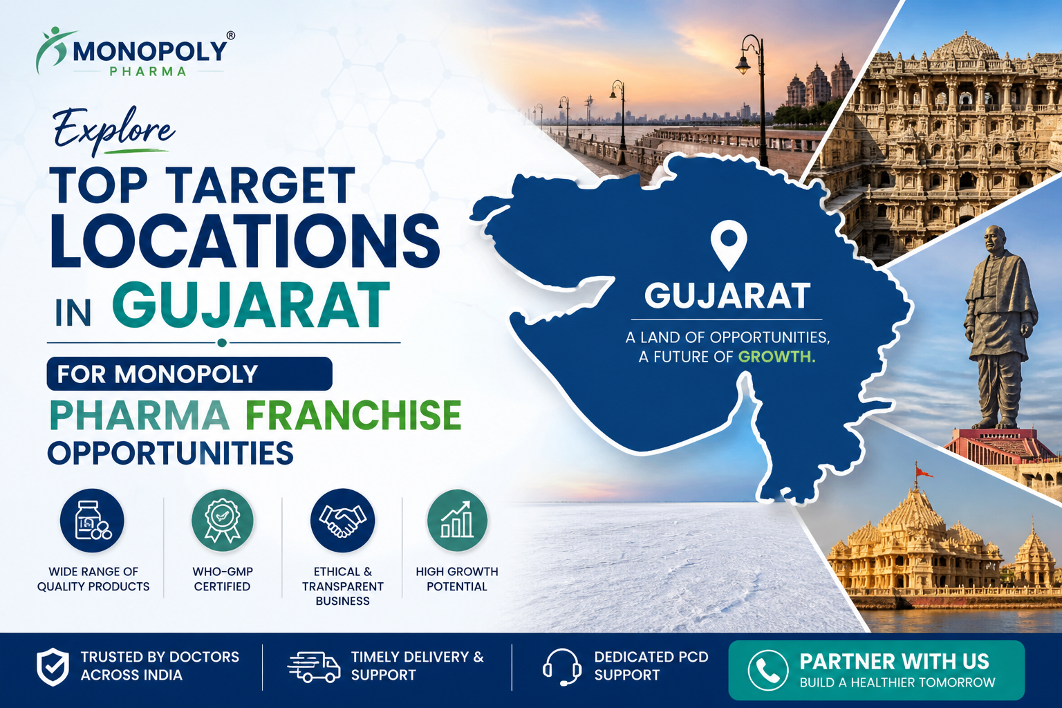 Explore Top Target Locations in Gujarat for Monopoly Pharma Franchise Opportunities