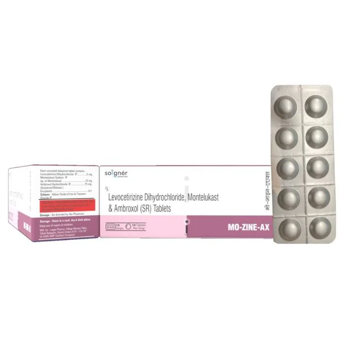Levocetirizine Dihydrochloride 5 mg, Montelukast Sodium 10 mg, and Ambroxol Hydrochloride 30 mg Tablets